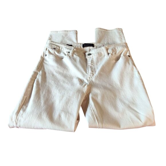 Talbots Flawless Five-Pocket Off-White Slim Ankle Pants Size 8 Womens 99% Cotton - Picture 1 of 11